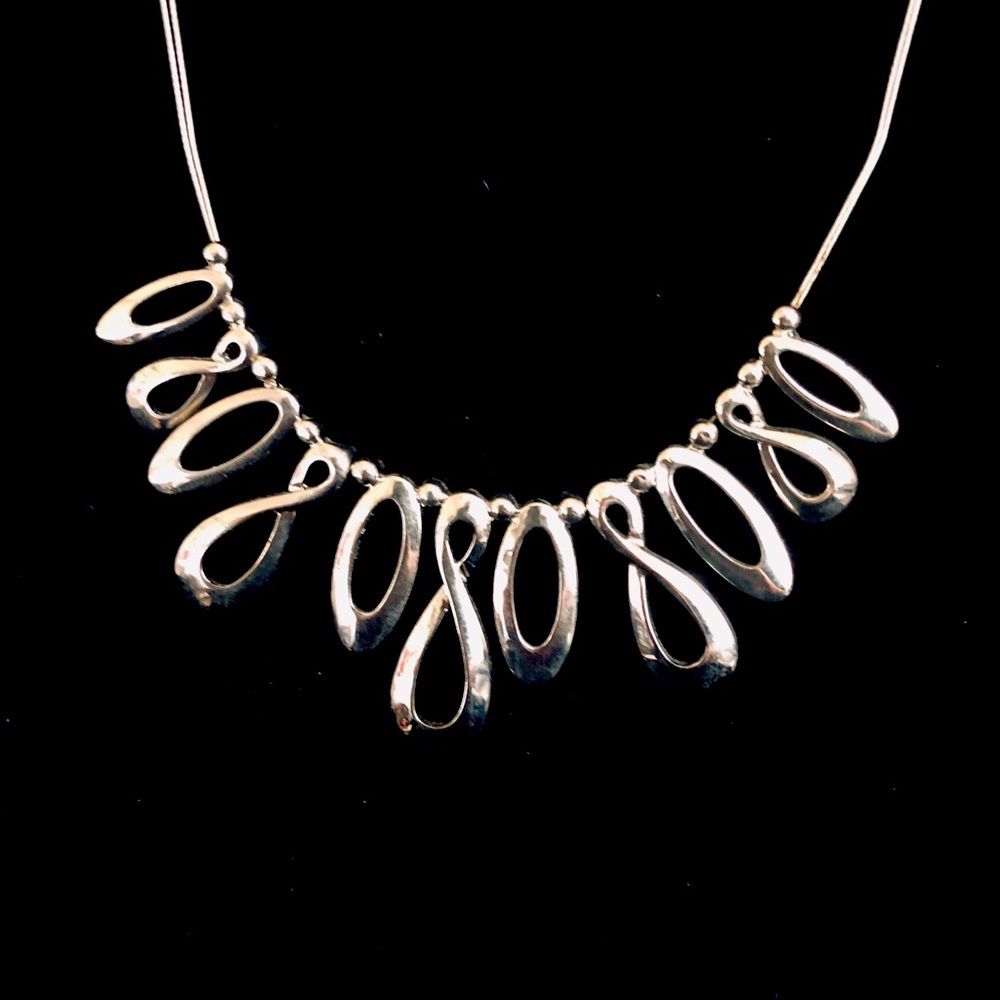 Li Sophia abstract silver necklace